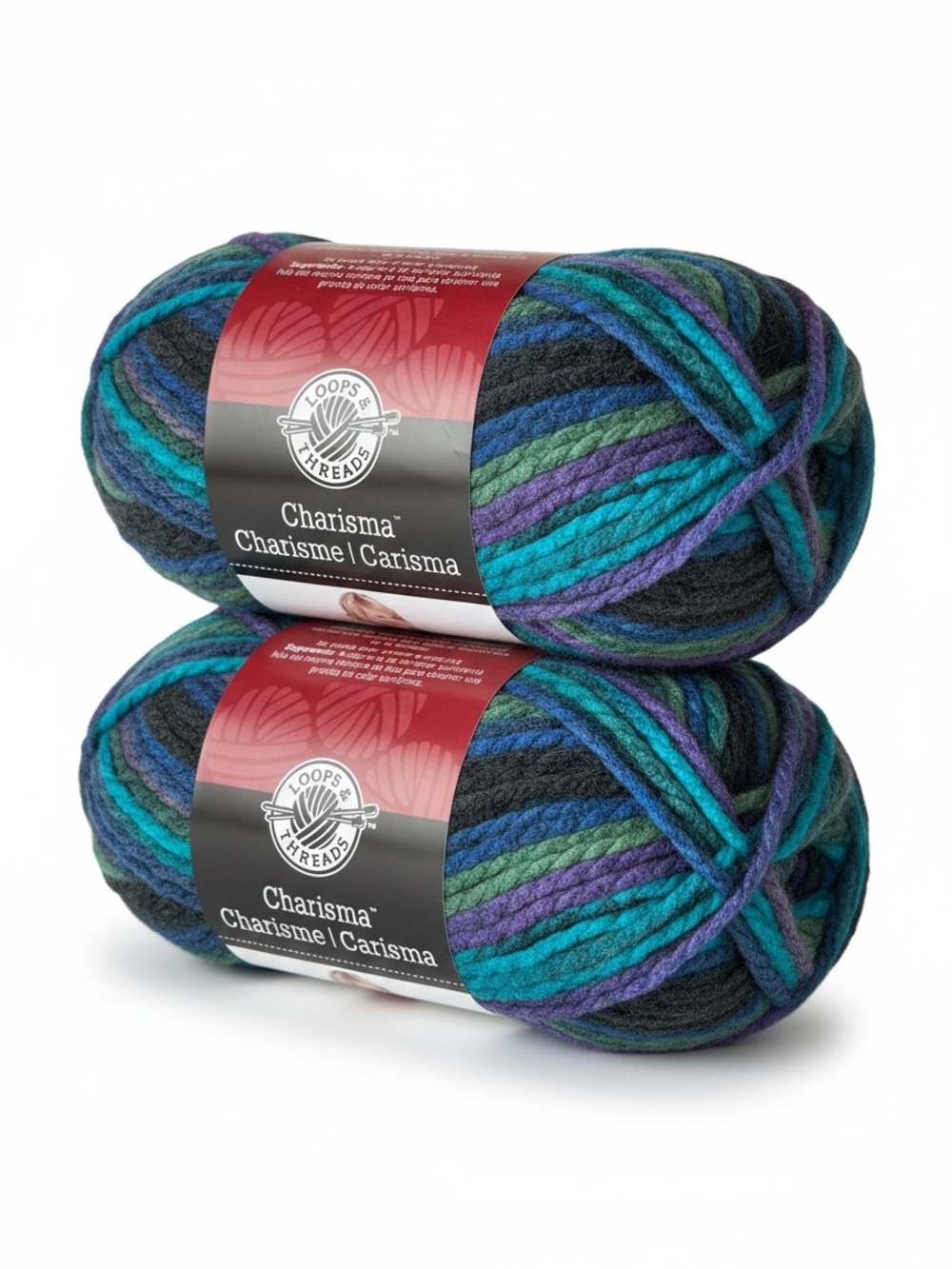 Loops & Threads Charisma Variegated Yarn - Teal Blue Multicolor 2 Skeins